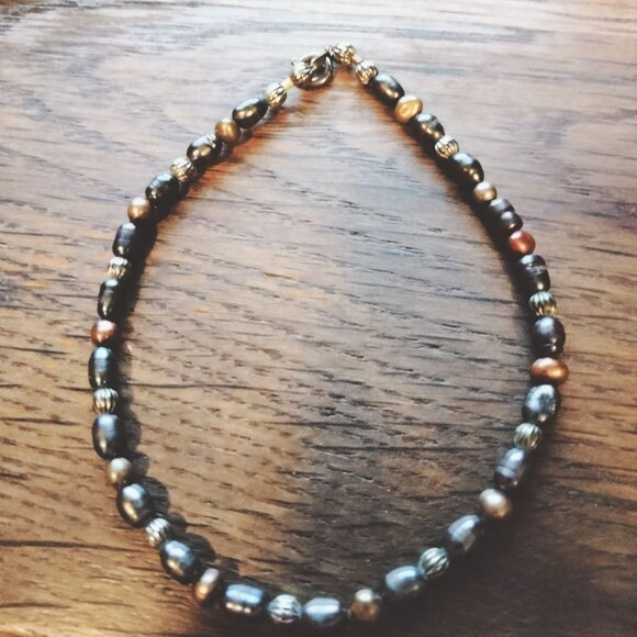 Anklet Bracelet 10 Inch Metallic Silver Gray Boho Beachy Spring Break Handmade - Picture 5 of 6